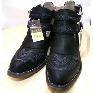 Roper Willa Embroidered Ankle Booties Women Black Sz 6 Western Snip Toe Boot NWT